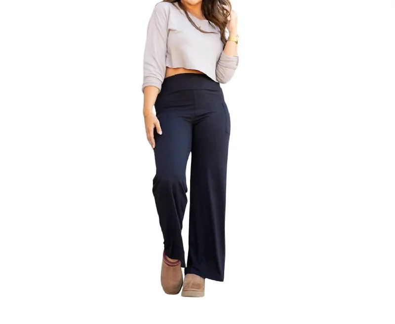 soft chinos pants -Serena Luxe Loungers With Pockets In Black