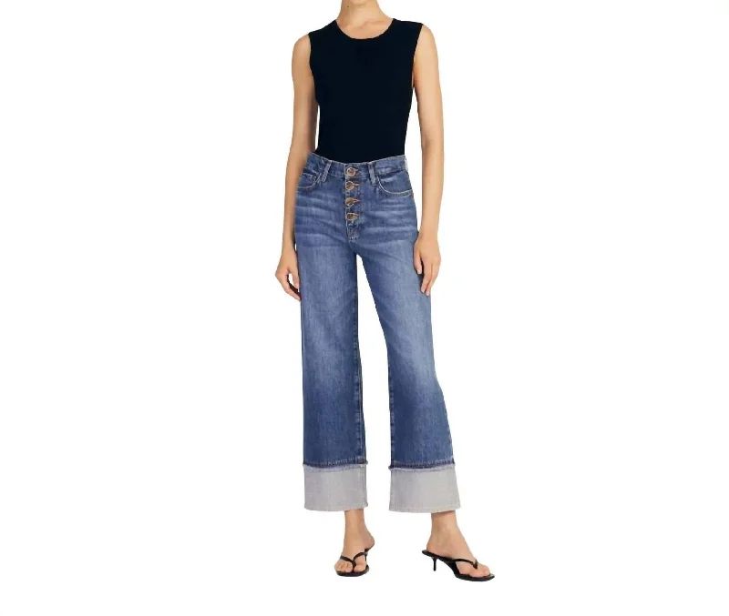 dress wide leg pants -Simona Cuffed Straight Leg Jean In Soho