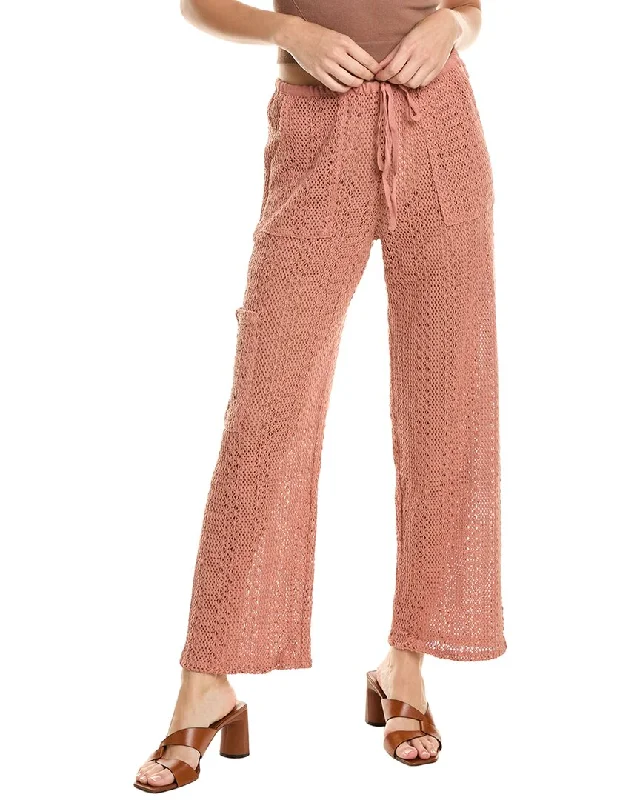 leather wide leg pants -Splendid Finley Crochet Pant