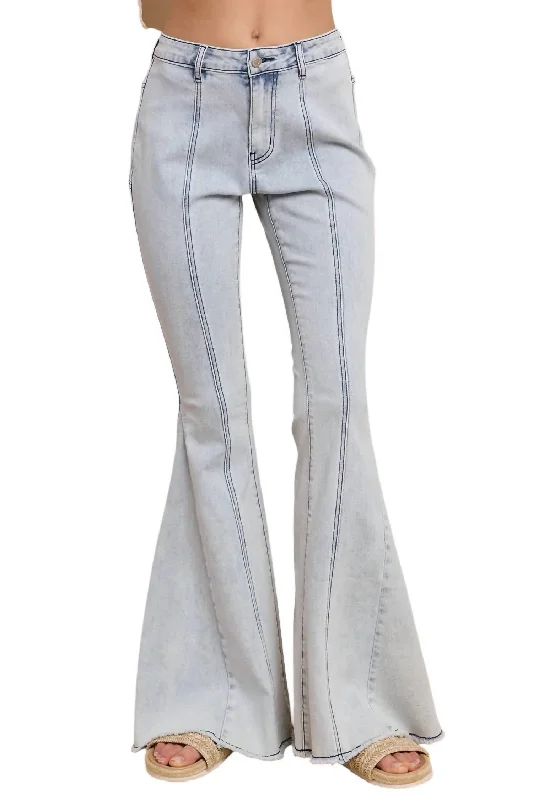 dress yoga pants hybrid -Star Flared Denim Pants In Light Wash