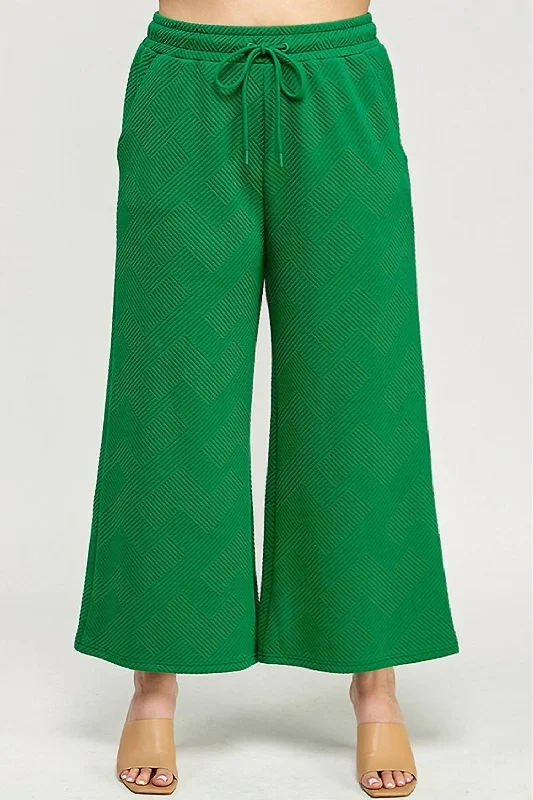 formal skinny pants hybrid -Textured Cropped Wide Pant In Green