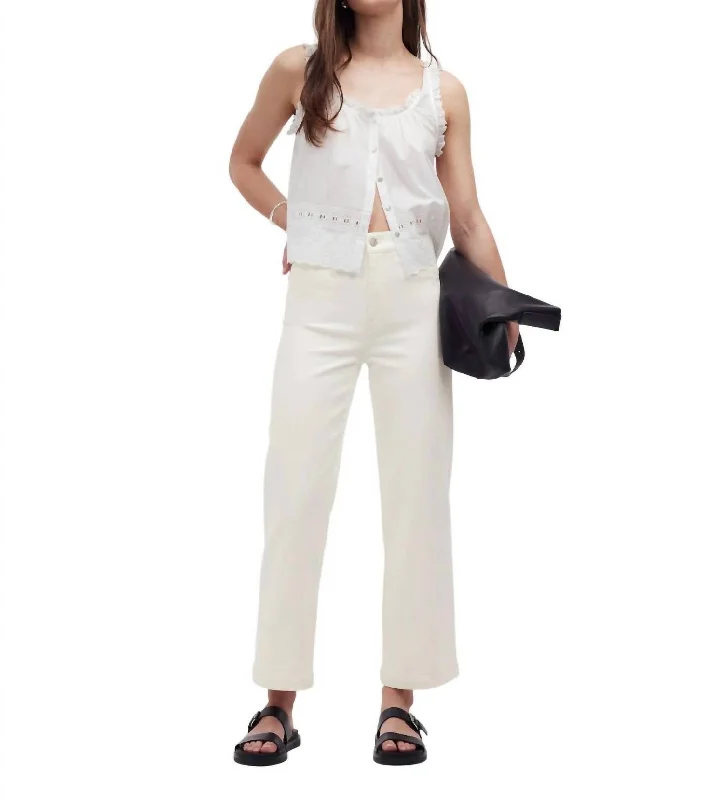 loose fit pants relaxed -The Emmett Wide-Leg Crop Jean: Welt Pocket Edition In Tile White