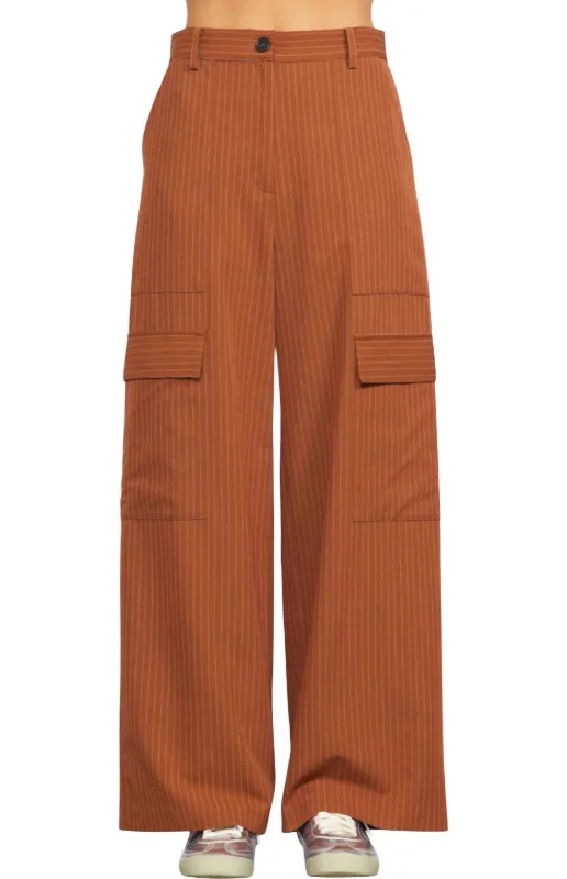 floral denim pants -Tuscan Pinstripe Pants In Tan