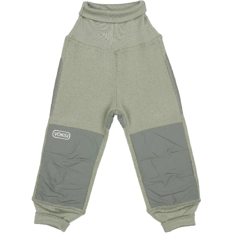 kids yoga pants stretch -Voksi® Misty Green Wool Pants Fleece