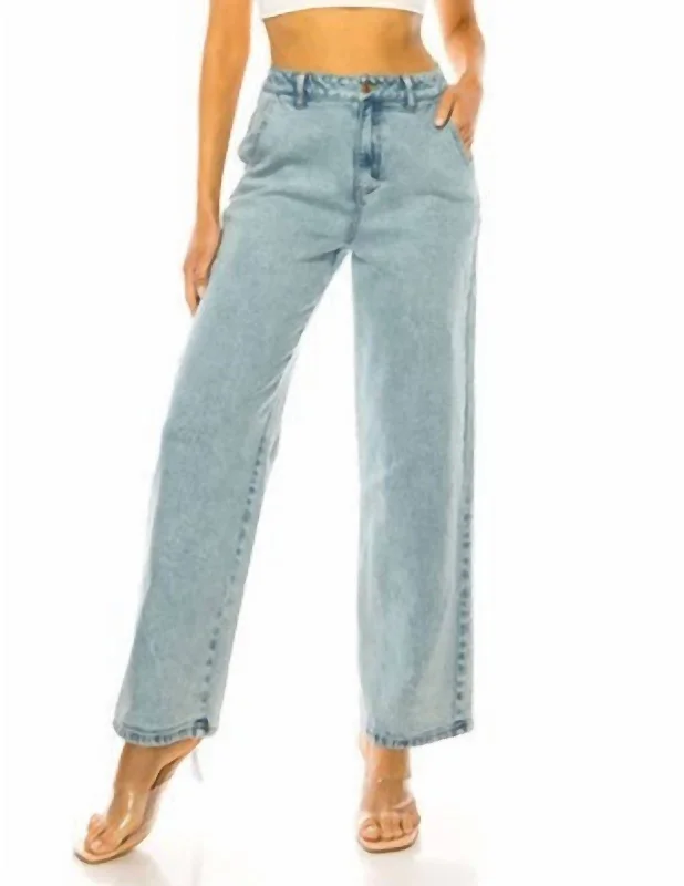 bell bottom cargo pants -Wide Leg Boyfriend Jeans In Acid Wash