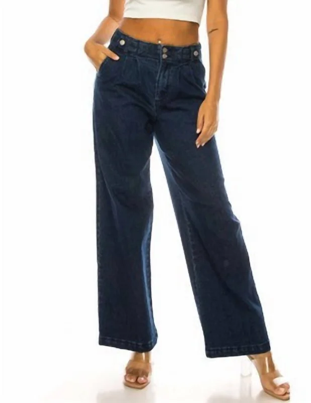 trendy cargo pants 2025 -Wide Leg Jeans In Dark Denim