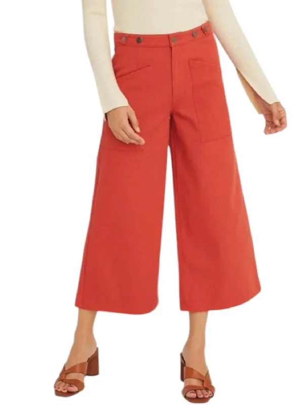 plus size chinos pants -Wide Leg Pants In Brick