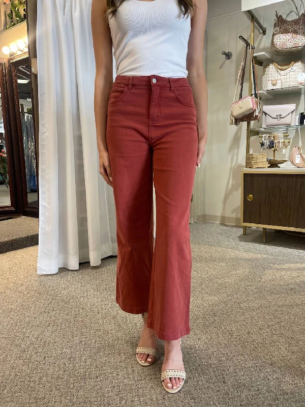 dress chinos pants -Wide Leg Pants In Rust