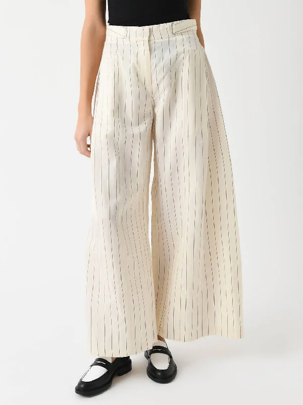 plus size wide leg pants -Wide Suiting Pant In Egret