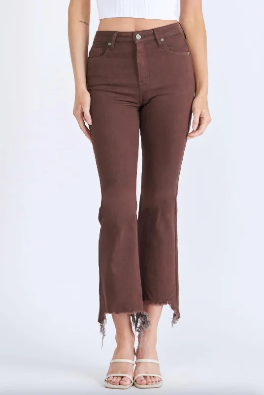 hiking cargo pants durable -Women's Happi High Rise Crop Flare Jean In Cocoa