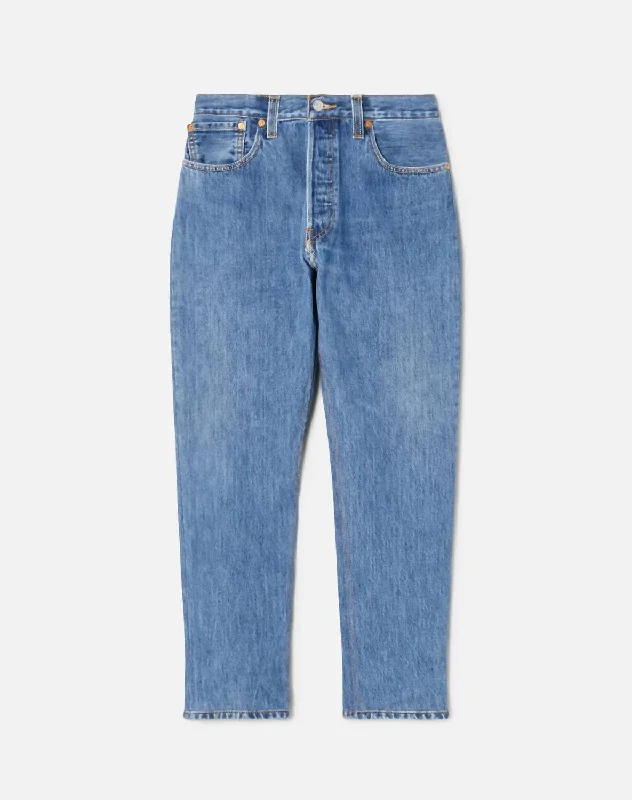 utility denim pants -Women's High Rise Ankle Crop Jeans In Indigo