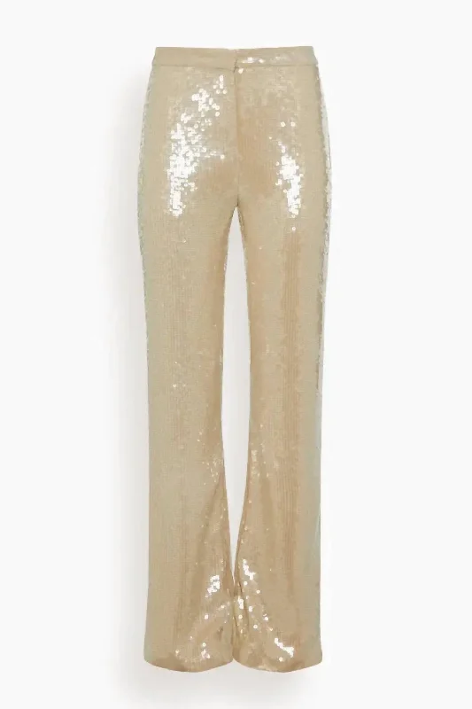 velvet denim pants -Yseult Sequins Pant In Khaki