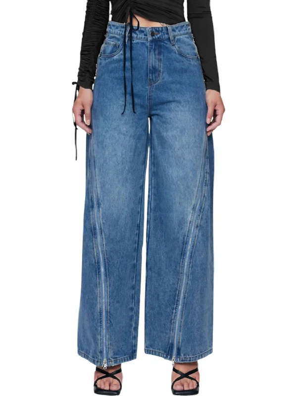 waterproof denim pants -Zipper Jeans In Indigo