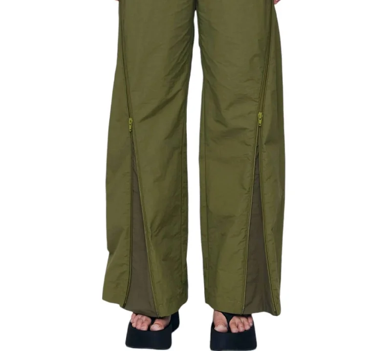 corduroy jogger pants -Zipper Track Pants In Khaki